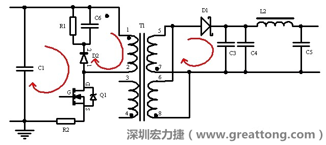 元件布局的時(shí)候，要優(yōu)先考慮高頻脈沖電流和大電流的環(huán)路面積，盡可能地減小,以抑制開關(guān)電源的輻射干擾