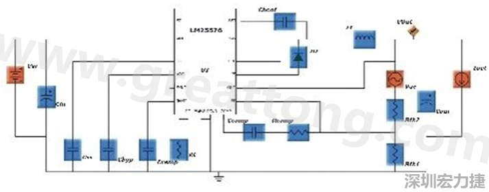 參考圖1的電流通路：把FET在導(dǎo)通狀態(tài)下流經(jīng)的通路標(biāo)記為紅色；把FET在關(guān)斷狀態(tài)下的迴路標(biāo)記為綠色。