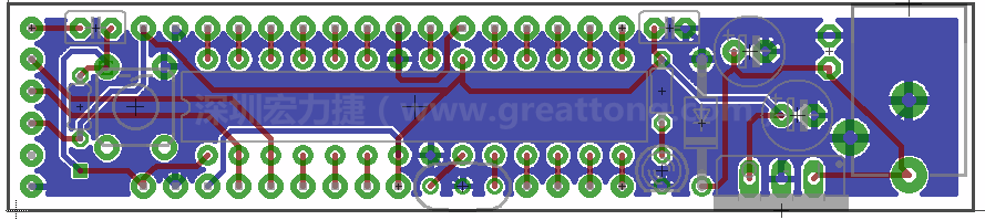 以上就是布線的所有步驟了。接下來就只剩下絲印（silk-screen）、建立Gerber檔跟drill檔和送去印刷電路板廠制作的步驟。