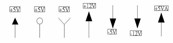 電源符號(hào)有下列幾種，可使用鍵盤 [Ctrl + Tab] 鍵切換：