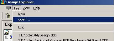 打開Protel 99 SE，點(diǎn)擊File菜單選擇“Open”打開需轉(zhuǎn)換的文件